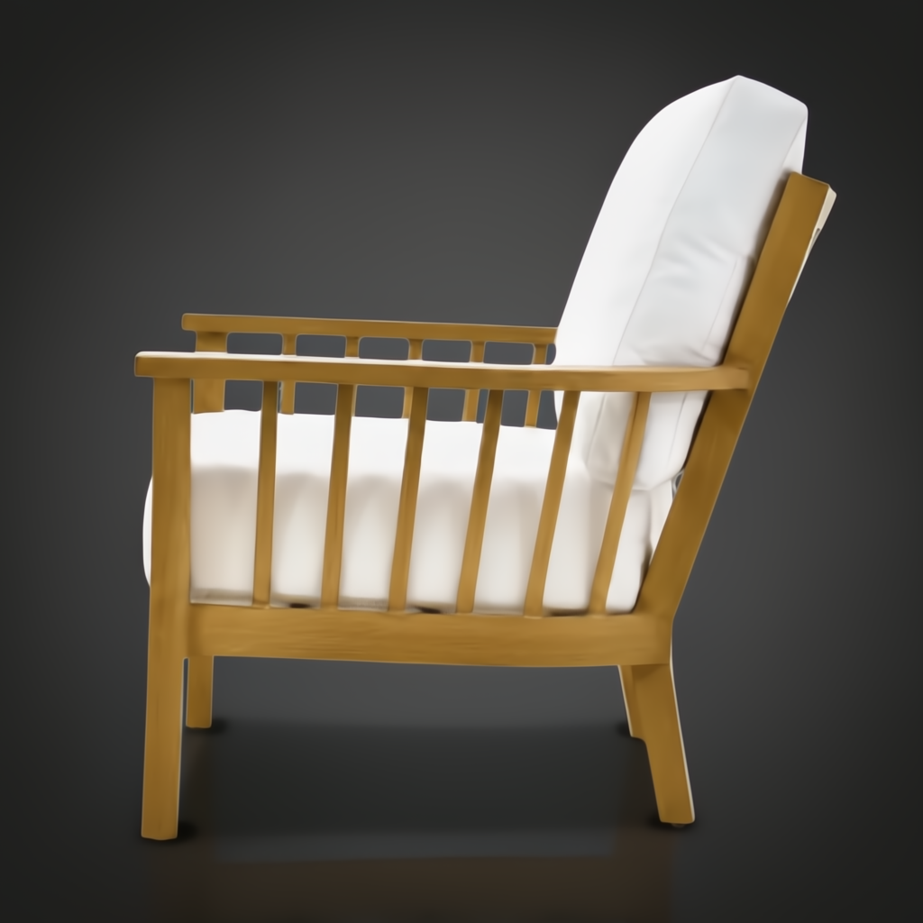 Surya Cape Town outdoor accent chair with white Sunbrella cushions and a wheat aluminum frame.