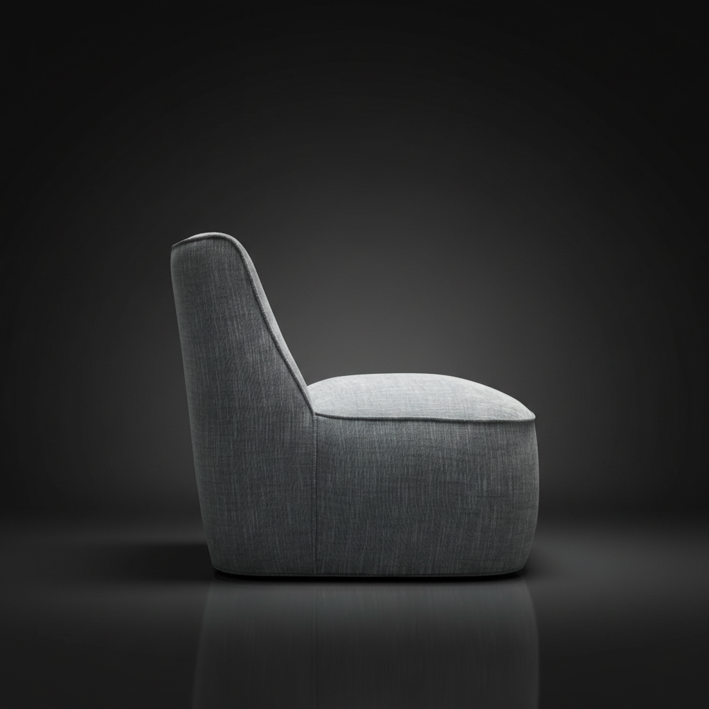 Surya Adalei accent chair, modern gray polyester-linen, compact design with black base.