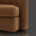 Close-up of a modern Surya Cahill accent chair in brown polyester with a charcoal painted rubber wood base.