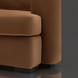 Close-up of a modern Surya Cahill accent chair in brown polyester with a charcoal painted rubber wood base.