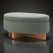 Surya Corson Storage Ottoman: oval, green polyester upholstery, brown rubber wood base.