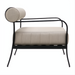 Surya Antibes outdoor accent chair with beige Sunbrella cushion, quick-dry foam, and black aluminum frame.