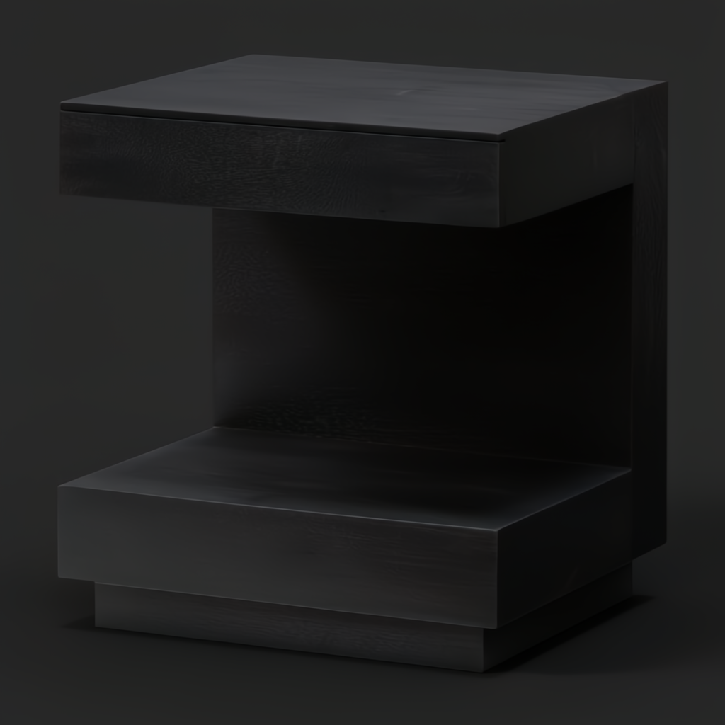 Surya Coburn black mango wood end table with minimalist modern design and clean lines.