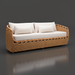 Surya Marvella indoor/outdoor sofa with light beige cushions and a woven wicker-style base.