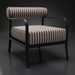 Surya Antibes accent chair with black aluminum frame and striped Sunbrella cushion.