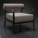 Surya Antibes accent chair with black aluminum frame and striped Sunbrella cushion.