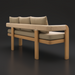 Surya Palma Bench with beige Sunbrella cushions, teak wood base, and PE rope-wrapped arm detail.