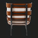 Back view of Surya Laval Accent Chair with oatmeal upholstery, wood frame, and black iron base.