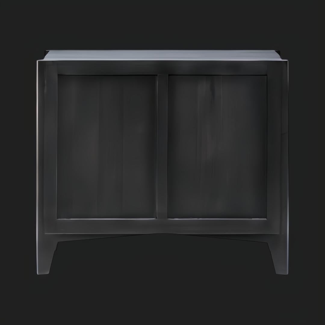 Surya Ronan RNO-002 black mango wood cabinet with two soft-close doors and modern design.