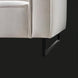 Light gray linen Surya Dylan sofa with a modern design and sturdy black painted iron base.