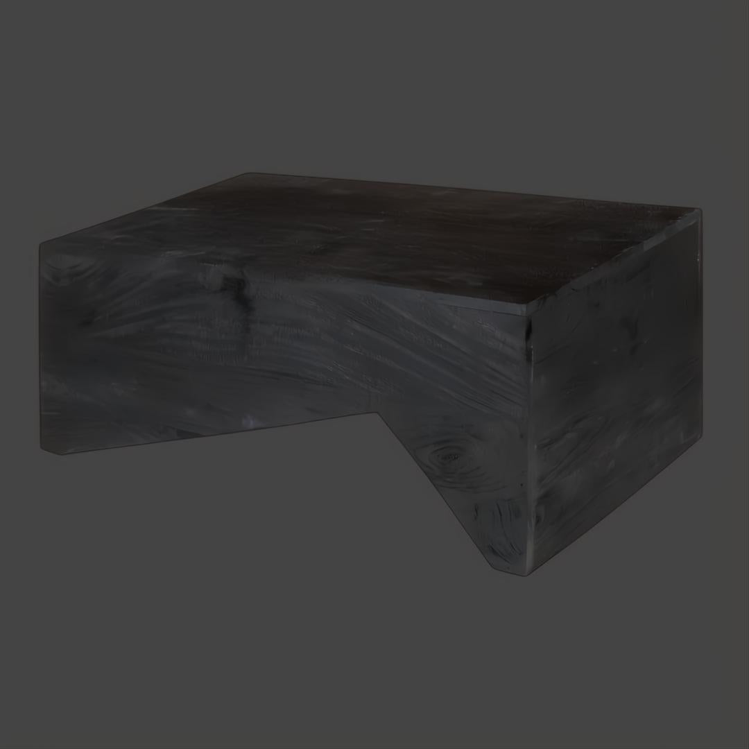 Surya Neemrana black brushed acacia wood rectangular coffee table with exposed grain.