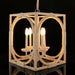 Surya Braylee 4-light chandelier with a light wood frame, rope accents, and candelabra bulbs.