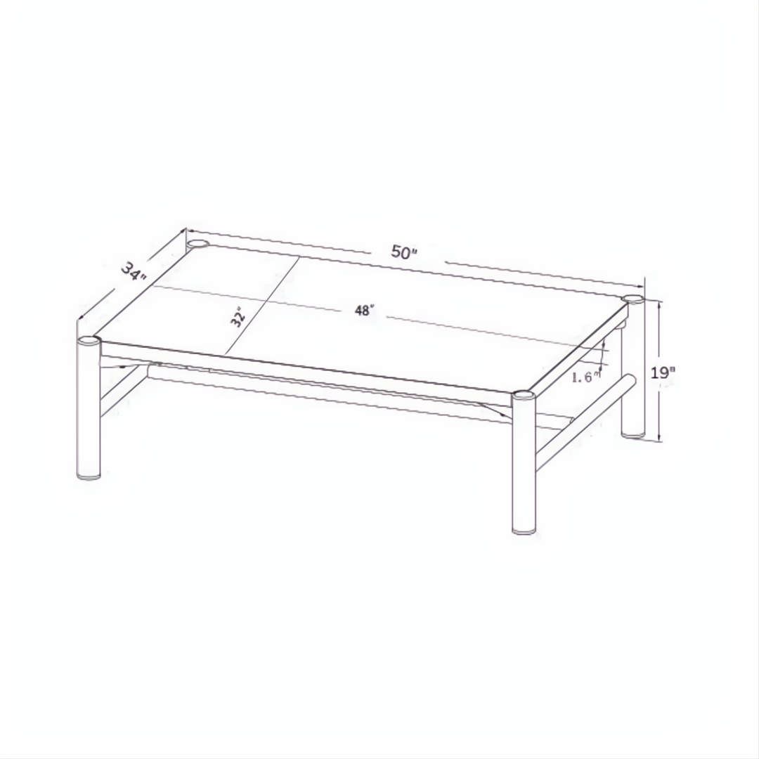 Surya Porta outdoor rectangular coffee table with charcoal matte stone top and brown aluminum base.