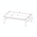 Surya Porta outdoor rectangular coffee table with charcoal matte stone top and brown aluminum base.