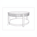 Surya Rosemary coffee table, 17"H x 32"W x 32"D, with a round top and base, and vertical fluted sides.