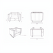 Line drawing of the Surya Dylan Accent Chair, showing its dimensions from front, side, top, and angled views.