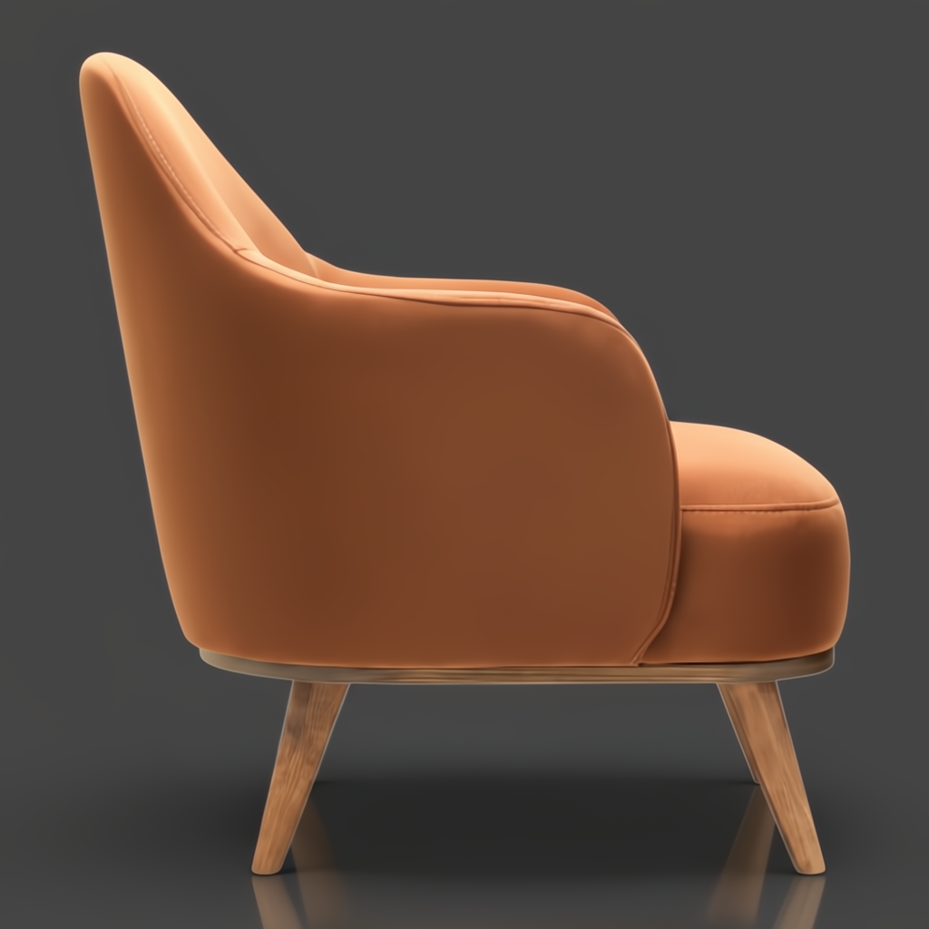 Surya Fantino accent chair with brown polyester upholstery and camel beechwood base.