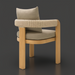 Surya Palma Dining Chair: Taupe Sunbrella® acrylic upholstery, teak wood base, and woven armrests.