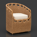 Surya Marvella indoor/outdoor dining chair with light brown woven wicker and a cream cushion.