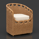 Surya Marvella indoor/outdoor dining chair with light brown woven wicker and a cream cushion.