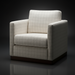 Surya Glendon swivel chair, light beige polyester-linen with subtle grid pattern and brown rubber wood base.