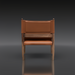 Modern Surya Chole accent chair with a brown leather top and mango wood base, viewed from the back.