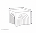 Line drawing of the Surya Arwyn Bunching Table, a 22" square end table with arched side details.