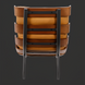 Surya Laval Accent Chair, modern brown leather and wood with black lacquered iron base.
