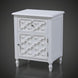 White Daintree Side Table with decorative drawer and cabinet, compact and versatile design.