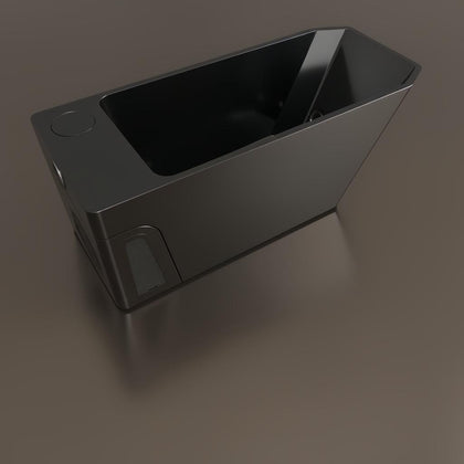 Sleek, dark gray Frost Cold Plunge Tub with a modern, rectangular design and integrated controls.