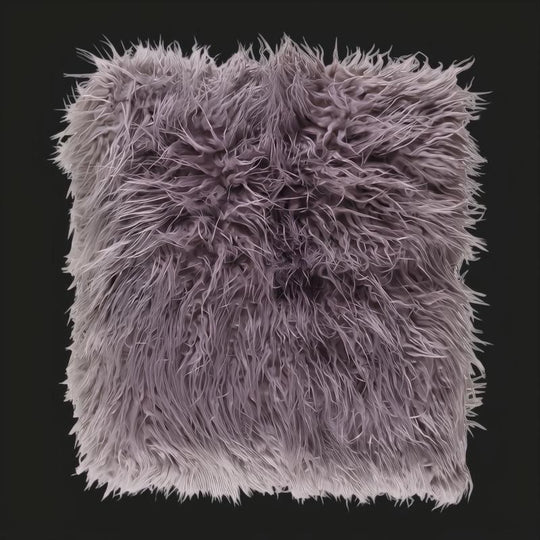 Soft, shaggy gray Kharaa throw blanket with a modern woven texture, made from an acrylic and polyester blend.