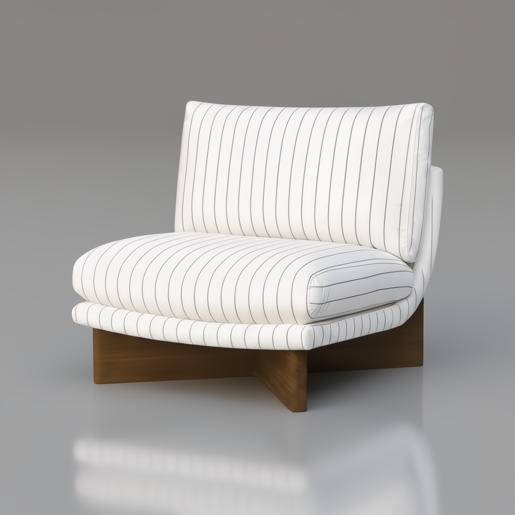 Surya Rosalia Accent Chair, wheat polyester with subtle stripes, high-density foam, and wheat painted rubber wood base.