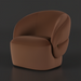 Surya Katarina Accent Chair, brown polyester with curved back and rounded seating, 31"H x 34"W x 35"D.