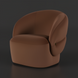 Surya Katarina Accent Chair, brown polyester with curved back and rounded seating, 31"H x 34"W x 35"D.