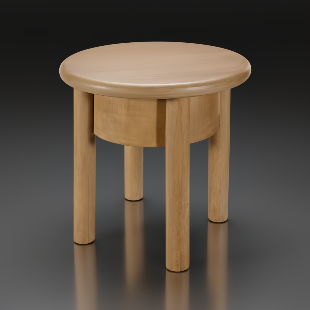 Surya Rondo End Table, a compact round brown natural mango wood table with four sturdy legs.