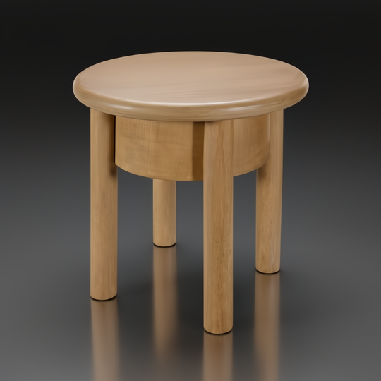 Surya Rondo End Table, a compact round brown natural mango wood table with four sturdy legs.