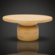 Surya Koben beige mango wood round coffee table with a minimalist design and brushed finish.
