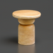 Beige mango wood Surya Koben End Table with a brushed finish, featuring a round top and cylindrical base.