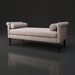 Surya Aneesa Bench, 60" wide, with a light brown spotted fabric and dark rubber wood legs.