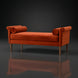 Surya Aneesa Bench with rust upholstery, brown rubber wood base, and bolster pillows.
