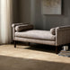 Surya Aneesa 60" wide indoor bench with brown stained rubber wood base and spotted fabric upholstery.