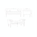 Line drawing of Surya Aneesa Bench with rust upholstery and brown rubber wood base, showing dimensions.