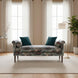 Surya Aneesa Bench, 60" wide, with a floral upholstered seat, rolled arms, and dark wood legs.