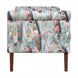 Surya Aneesa Bench with a colorful floral and nature print fabric, brown stained rubber wood legs.