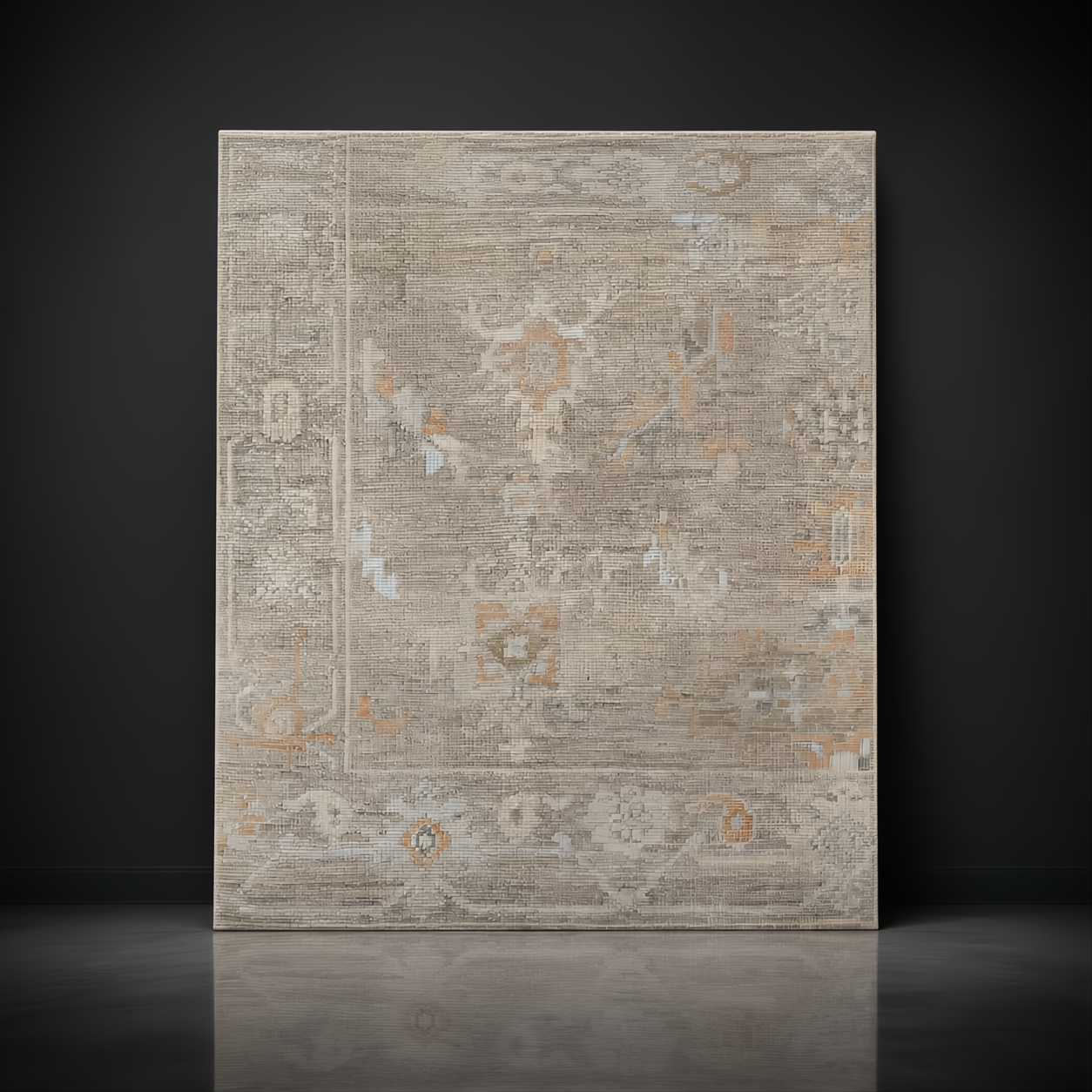 Surya Antalya AAT-2301 transitional wool area rug with subtle beige, orange, and blue patterns.