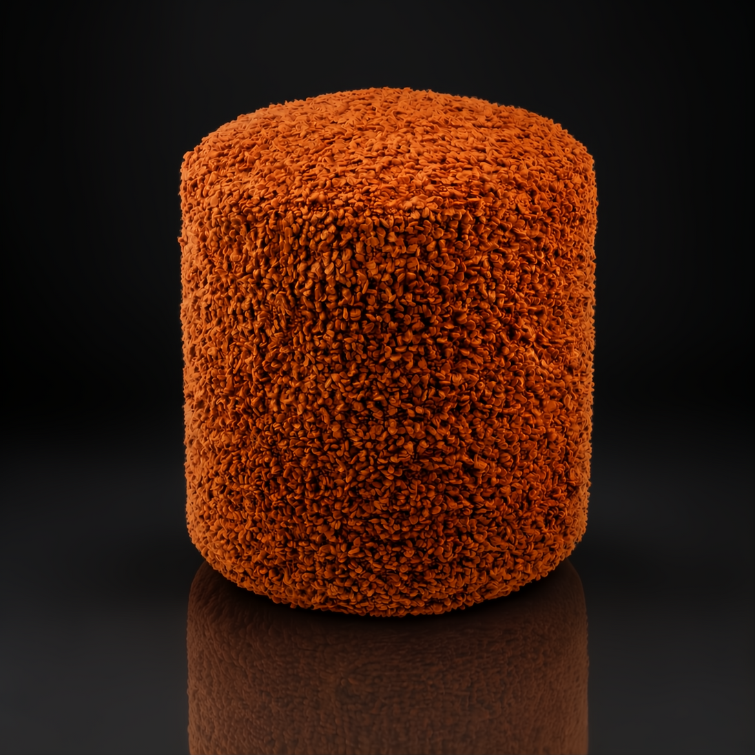 Surya Mohave MHPF-004 pouf, a cylindrical, textured orange polyester farmhouse cottage accent.