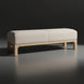 Light beige polyester Surya Bradly Bench with a beige stained red oak base and clean, versatile design.