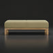 Surya Bradly Bench with olive polyester upholstery and a brown-stained red oak base.