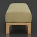 Surya Bradly Bench with olive polyester upholstery and brown-stained red oak base.
