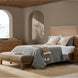 Brown painted oak veneer dresser with soft-close drawers in a warm bedroom setting.